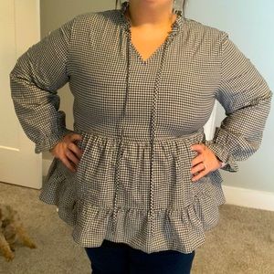Buffalo plaid tiered ruffle top